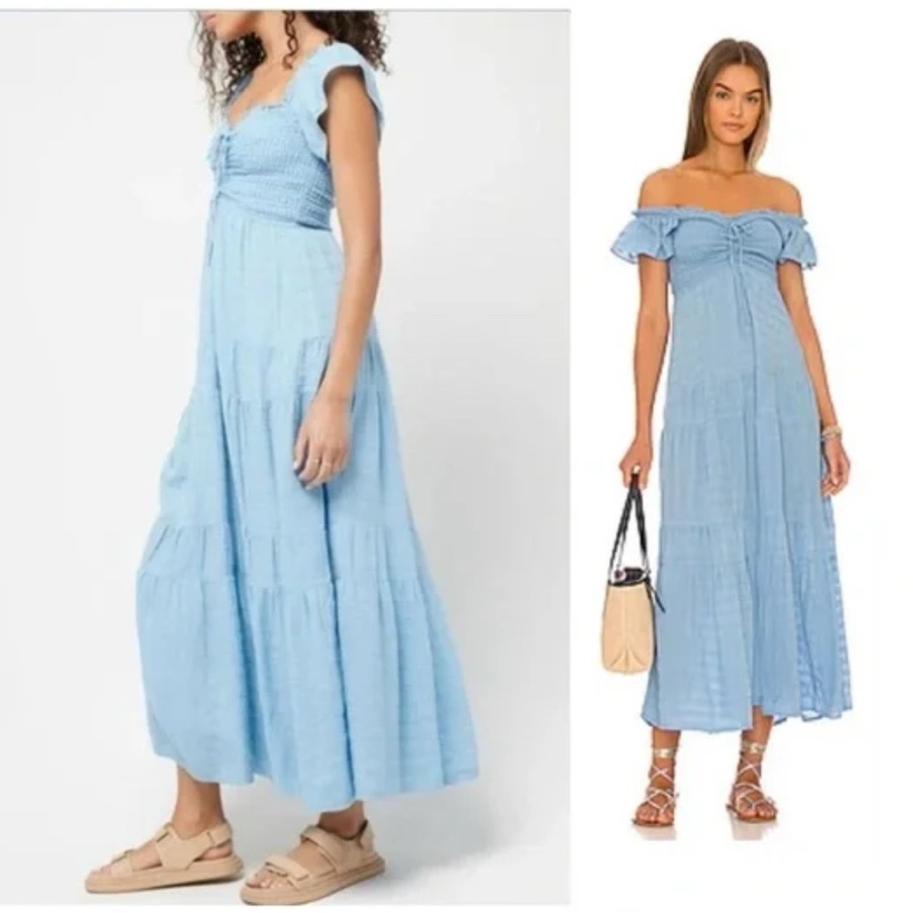 NWOT LSpace Light Blue Smocked Dress